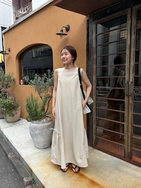 「SHENERY（シーナリー）の【Silhouette Hacker】Cheatワンピース（ワンピース、ホワイト系）」を使った、idate_159cmさん（レディース・159cm）の春コーディネート