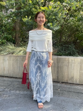 「アイテム（バッグ、レッド系）」を使った、idate_159cmさん（レディース・159cm）の夏コーディネート