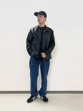 「アイテム（ライダースジャケット）」を使った、のりさん（メンズ・172cm）の秋コーディネート