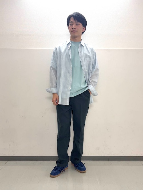 シアーボイルストライプロングスリーブシャツ