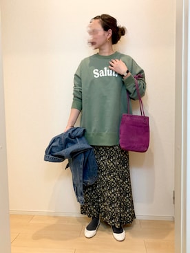 「SLOBE IENA（スローブイエナ）のアイテム（デニムジャケット）」を使った、KANさん（レディース・156cm）の冬コーディネート