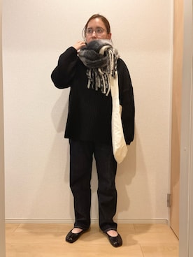 「チェック柄に恋してる」｜「アイテム（バレエシューズ）」を使った、KANさん（レディース・156cm）の冬コーディネート