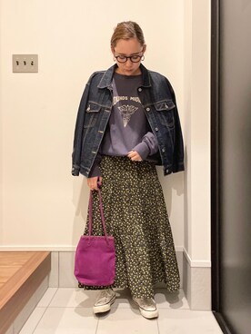 「SLOBE IENA（スローブイエナ）のアイテム（デニムジャケット）」を使った、KANさん（レディース・156cm）の春コーディネート