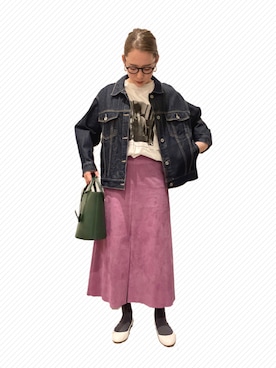 「SLOBE IENA（スローブイエナ）のアイテム（デニムジャケット）」を使った、KANさん（レディース・156cm）の春コーディネート