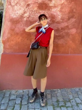 「アイテム（ベスト）」を使った、midさん（レディース・170cm）の夏コーディネート