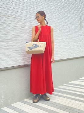 「アイテム（かごバッグ）」を使った、midさん（レディース・170cm）の夏コーディネート