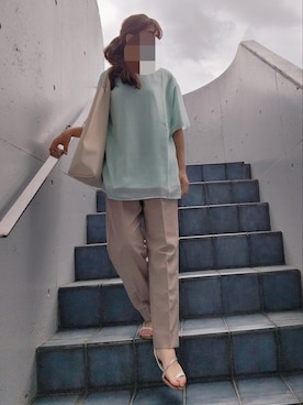 「RODE SKO」｜「アイテム（スラックス）」を使った、siomanekiさん（レディース・155cm）の春コーディネート