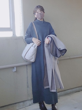 「moment+」｜「アイテム（ノーカラーコート）」を使った、siomanekiさん（レディース・155cm）の冬コーディネート