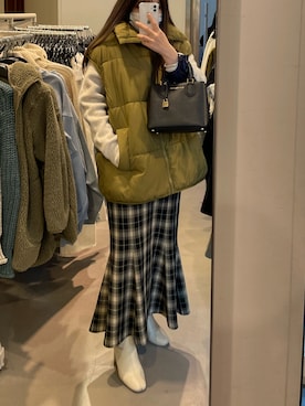 「LOWRYS FARM（ローリーズファーム）のストレッチヒールブーツ　851418（ブーツ）」を使った、miuさん（レディース・160cm）の冬コーディネート