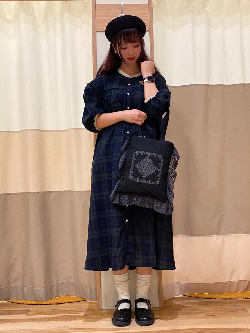 「サマンサ モスモス(Samansa Mos2)、SM2、Samansa Mos2、オトナガーリー、ワンピース、ガーリー、7分袖、オトナカワイイ」｜「Samansa Mos2のメダリオンワンストラップシューズ（その他シューズ、ブラック系）」を使った、🌻かねこ🌻さん（レディース・167cm）の夏コーディネートの1枚目の写真