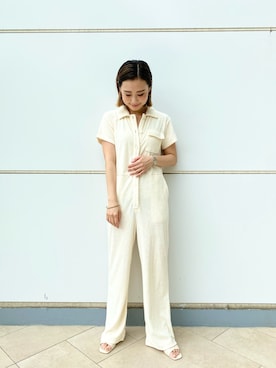 「パイル」｜「アイテム（オールインワン・サロペット）」を使った、26riyoさん（レディース・160cm）の夏コーディネート