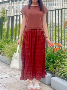 「NOLLEY’S（ノーリーズ）のアイテム（ワンピース/ドレス）」を使った、fujiwaraさん（レディース・153cm）の夏コーディネート