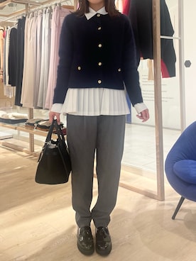 「オフィススタイル」｜「アイテム（パンツ）」を使った、fujiwaraさん（レディース・153cm）の冬コーディネート