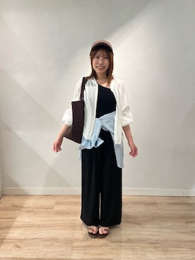 「NOLLEY’S Sophi（ノーリーズソフィ）のウォッシャブルカラミメッシュジップアップブルゾン（ブルゾン、ホワイト系）」を使った、fujiwaraさん（レディース・153cm）の春コーディネート