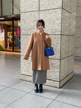 「アイテム（ノーカラーコート）」を使った、fujiwaraさん（レディース・153cm）の秋コーディネート