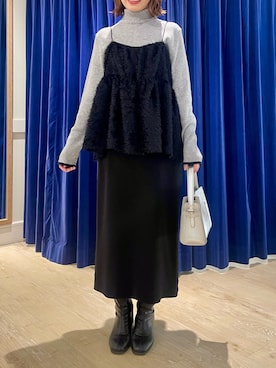 「アイテム（キャミソール）」を使った、fujiwaraさん（レディース・153cm）の冬コーディネート