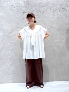 「アイテム（帽子）」を使った、RIKOさん（レディース・155cm・20代）の夏コーディネート