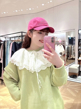 「LOWRYS FARM（ローリーズファーム）のカットイージーコクーンパンツ　292362（スウェットパンツ、グレー系）」を使った、RIKOさん（レディース・155cm）の冬コーディネート