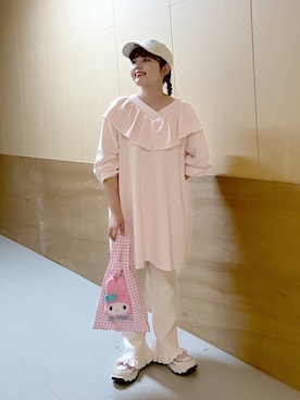 「ウエストゴム」｜「アイテム（ワンピース/ドレス）」を使った、RIKOさん（レディース・155cm）の秋コーディネート