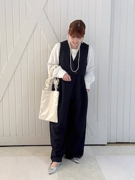 「アイテム（つなぎ/オールインワン）」を使った、RIKOさん（レディース・155cm）の冬コーディネート