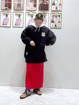 「アイテム（スウェット）」を使った、RIKOさん（レディース・155cm）の夏コーディネート