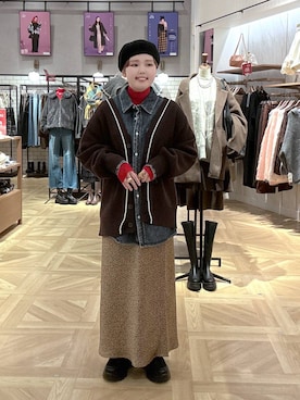「LOWRYS FARM（ローリーズファーム）のストレッチサテンスカート　 290120（スカート、その他）」を使った、RIKOさん（レディース・155cm）の冬コーディネート