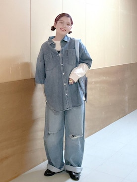 「LOWRYS FARM（ローリーズファーム）のステンレスＢＩＧリング  588511（リング、ゴールド系）」を使った、RIKOさん（レディース・155cm）の春コーディネート