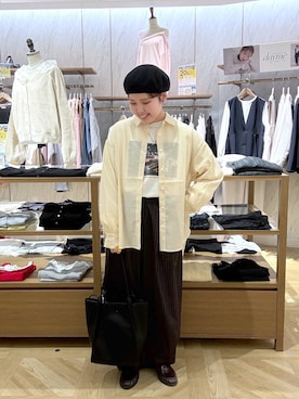 「LOWRYS FARM（ローリーズファーム）のイージーワイドコクーンパンツ 327286（その他パンツ、ブラウン系）」を使った、RIKOさん（レディース・155cm）の春コーディネート