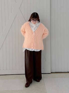 「LOWRYS FARM（ローリーズファーム）のシャギーロングＶカーディガン　595935（カーディガン/ボレロ）」を使った、RIKOさん（レディース・155cm）の秋コーディネート