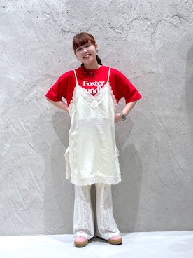 「LOWRYS FARM（ローリーズファーム）のランジェリーキャミＣＨ　 572465（キャミソール）」を使った、RIKOさん（レディース・155cm）の夏コーディネート