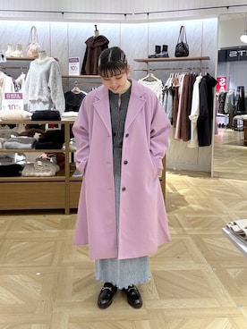 「おでかけ」｜「アイテム（チェスターコート）」を使った、RIKOさん（レディース・155cm）の冬コーディネート