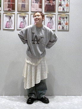 「アイテム（スウェット）」を使った、RIKOさん（レディース・155cm・20代）の夏コーディネート