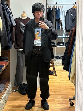 「EKAL（エカル）の『吸水速乾/軽量』DotAir JACKET（テーラードジャケット、グレー系）」を使った、obaさん（メンズ・177cm）の春コーディネート