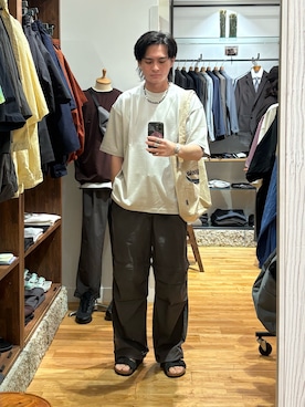 「FORK&SPOON（フォークアンドスプーン）のFORK&SPOON　ヘビーウェイトフットボールTシャツ（Tシャツ/カットソー、ホワイト系）」を使った、obaさん（メンズ・177cm）の春コーディネート