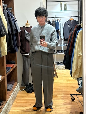 「URBAN RESEARCH DOORS（アーバンリサーチドアーズ）のシルケットリネン バンドカラーロングスリーブシャツ（シャツ/ブラウス、その他）」を使った、obaさん（メンズ・177cm）の春コーディネート