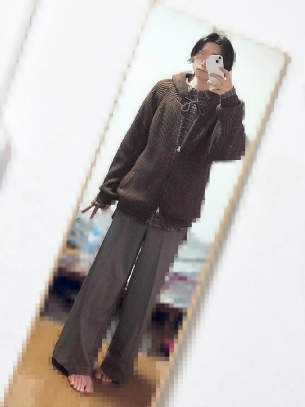 Adoon plain（アドーンプレーン）の「DOUBLE ZIP KNIT HOODIE