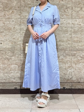 「MISCH MASCH（ミッシュマッシュ）の2026春夏新作 サイドプリーツテーラーワンピース（ワンピース、ブルー系）」を使った、横浜ポルタ店さん（レディース・158cm）の春コーディネート