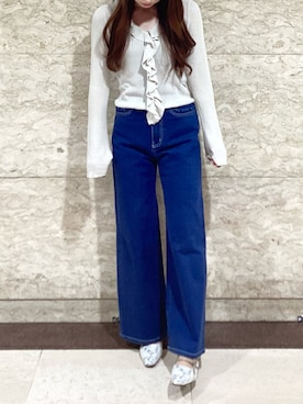 「アイテム（パンプス、ブルー系）」を使った、横浜ポルタ店さん（レディース・153cm）の秋コーディネート