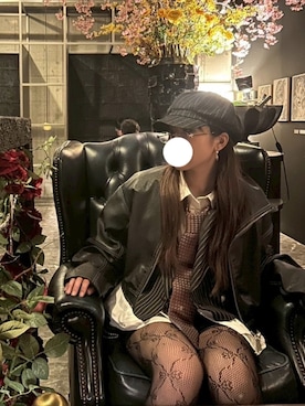 「アイテム（ライダースジャケット）」を使った、kairi1217さん（レディース・155cm）の春コーディネート