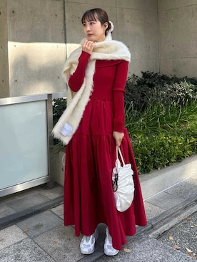 「アイテム（ストール/ショール）」を使った、emmiさん（レディース・161cm）の秋コーディネート