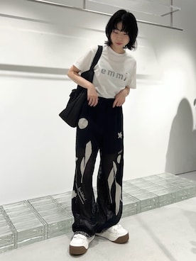 「アイテム（トップス）」を使った、emmiさん（メンズ・155cm）の夏コーディネート