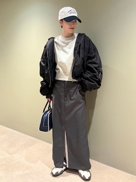 「アイテム（ブルゾン）」を使った、emmiさん（レディース・153cm）の夏コーディネート