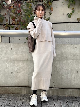 「PUMA」｜「アイテム（ワンピース/ドレス）」を使った、emmiさん（レディース・161cm）の冬コーディネート
