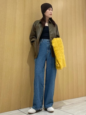 「アイテム（ストール/ショール）」を使った、emmiさん（レディース・169cm）の秋コーディネート