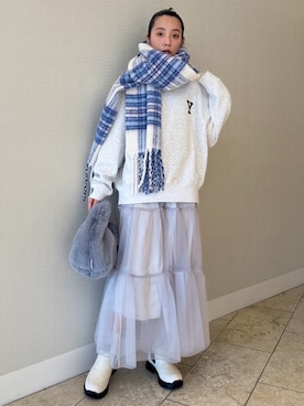 「アイテム（エコバッグ/サブバッグ）」を使った、emmiさん（レディース・165cm）の冬コーディネート