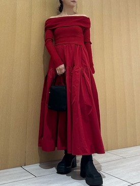 「emmi（エミ）のeco ナイロンスクエアバッグ（ハンドバッグ）」を使った、emmiさん（レディース・157cm）の冬コーディネート