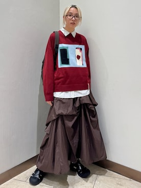 「アイテム（ルームウェア/パジャマ、ホワイト系）」を使った、emmiさん（レディース・165cm）の秋コーディネート
