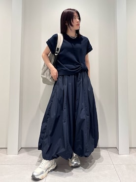 「emmi（エミ）のデザインチェーンネックレス（ネックレス、シルバー系）」を使った、emmiさんの春コーディネート