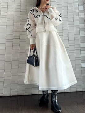 「アイテム（バッグ、ブルー系）」を使った、emmiさん（レディース・157cm）の夏コーディネート