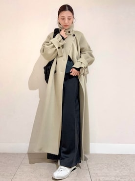 「アイテム（トレンチコート、グリーン系）」を使った、emmiさん（レディース・154cm）の秋コーディネート